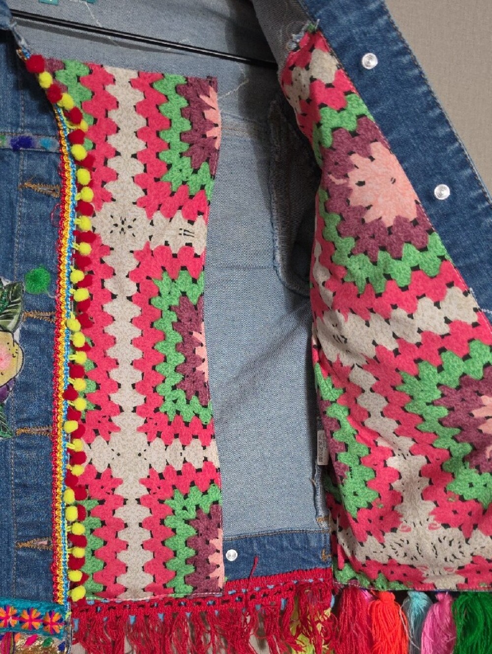 Denim Jacket,Anticia Sartoria By Giacomo Cinque Beading, Embroidery And Pompom - Picture 8 of 10